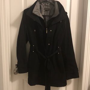 Black belted coat with gold detail